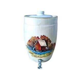 Vintage Marshall Pottery Water/Tea Dispenser, a hand-turned stoneware crock